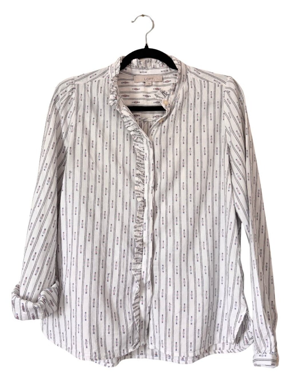 LOFT Ruffle Collar Button Down